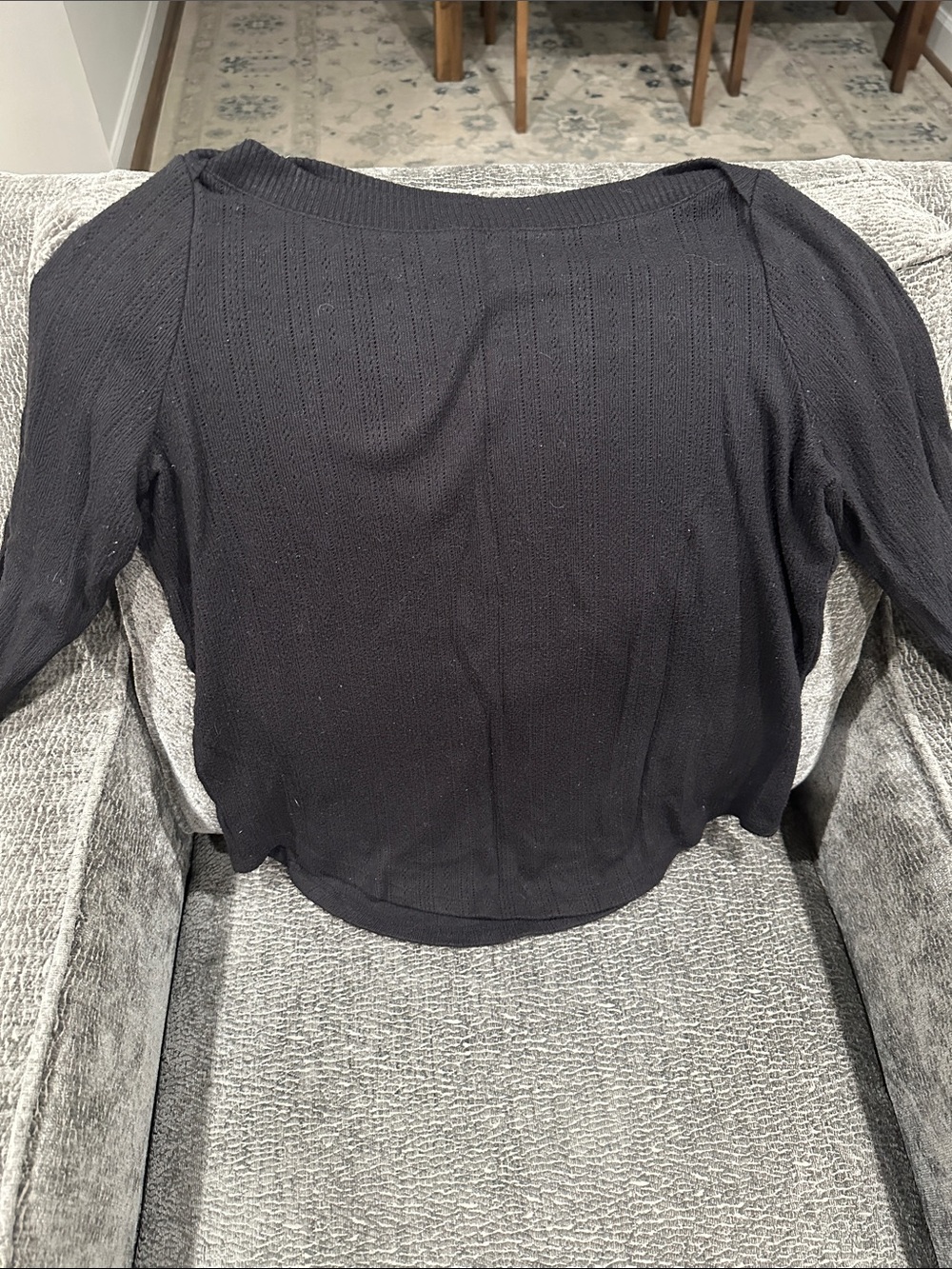 LOFT Black Ribbed Boatneck Sweater